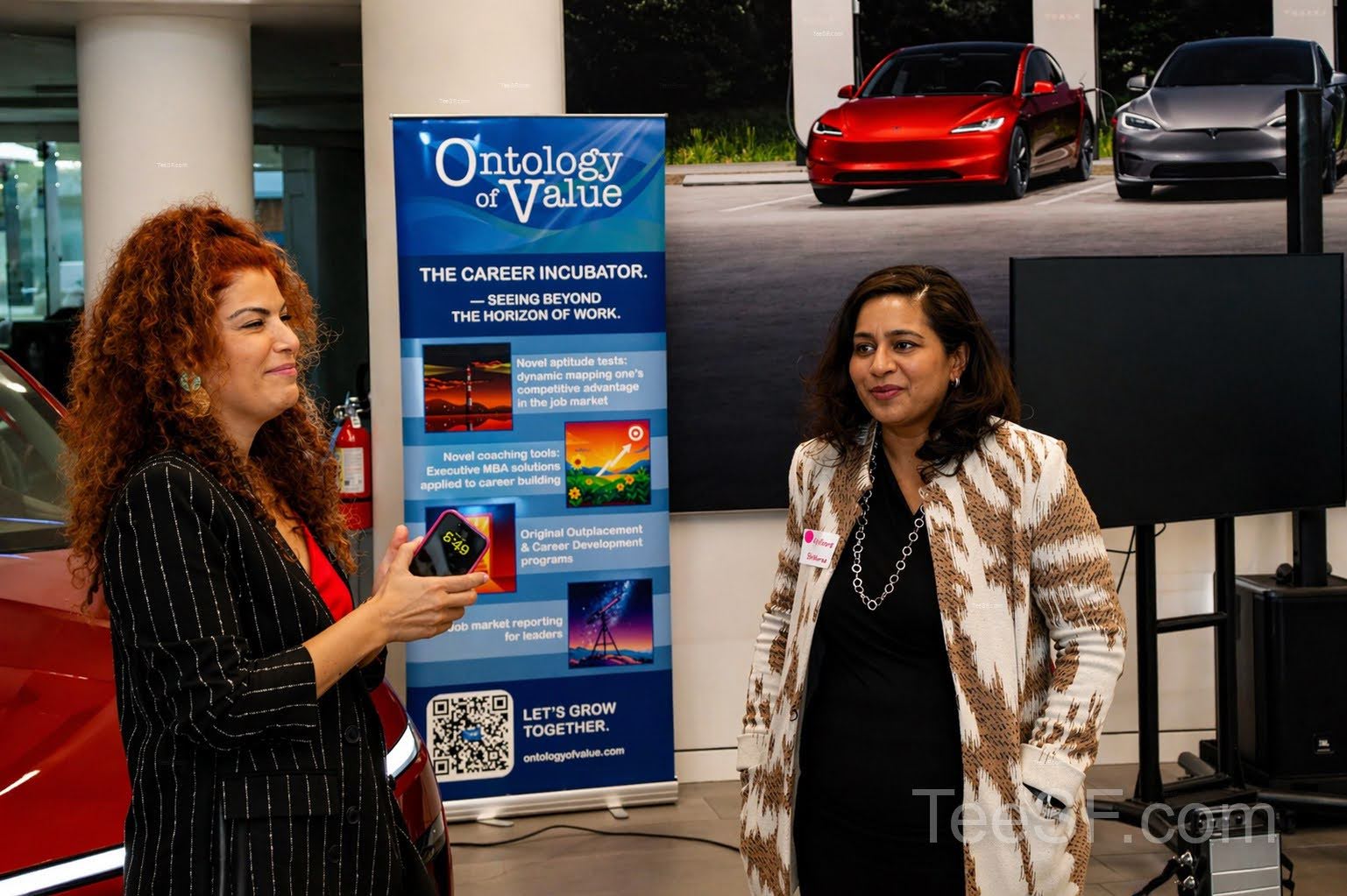 A photo from a pitch night event at Tesla in San Francisco.